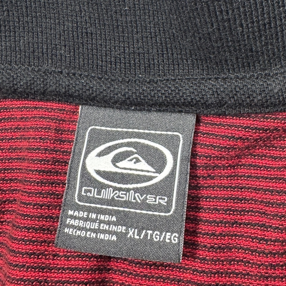 Quicksilver Men’s Mercury Red Black Striped Surf Beach Polo Shirt Size XL - Picture 14 of 15